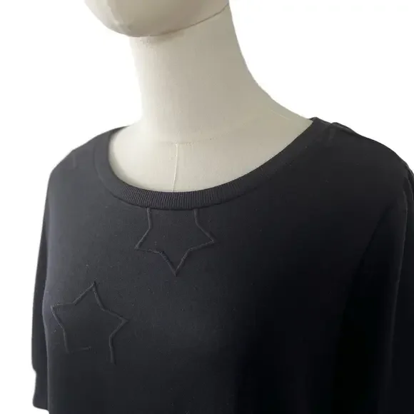 Torrid Short Sleeve Top Embroidered Star Pattern Black M L New - Picture 6 of 12